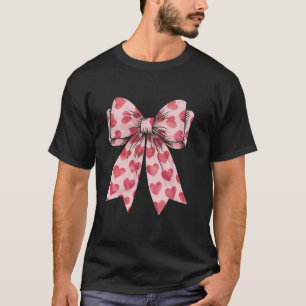 ハッピーバレンタインデーハートコケットピンクボウ女性 Tシャツ