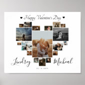 ハッピーバレンタインデーハートコラージュ ポスター (正面)