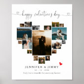 ハッピーバレンタインデーハートコラージュ ポスター (正面)