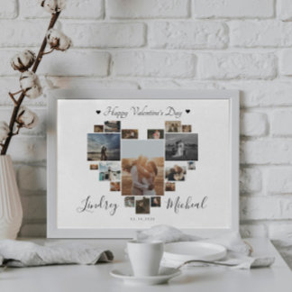 ハッピーバレンタインデーハートコラージュ ポスター