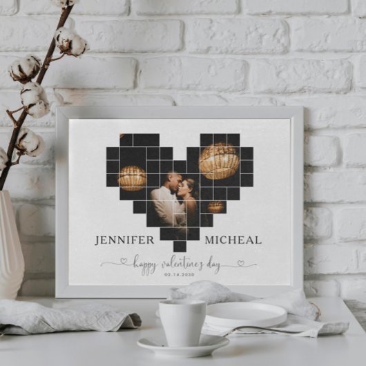 ハッピーバレンタインデーハートコラージュ ポスター