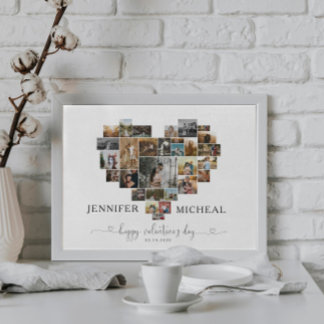 ハッピーバレンタインデーハートコラージュ ポスター