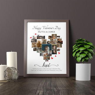 ハッピーバレンタインデーハートコラージュ ポスター