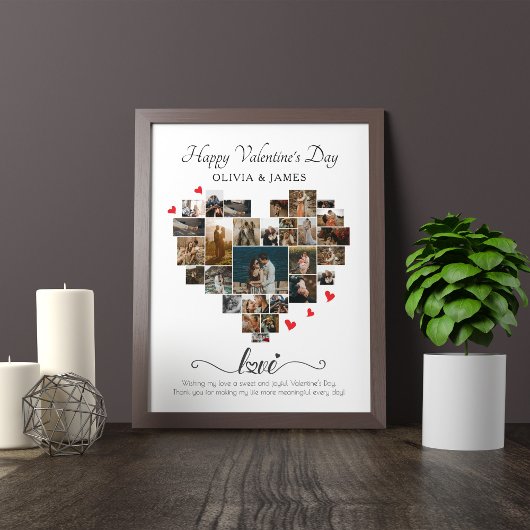 ハッピーバレンタインデーハートコラージュ ポスター