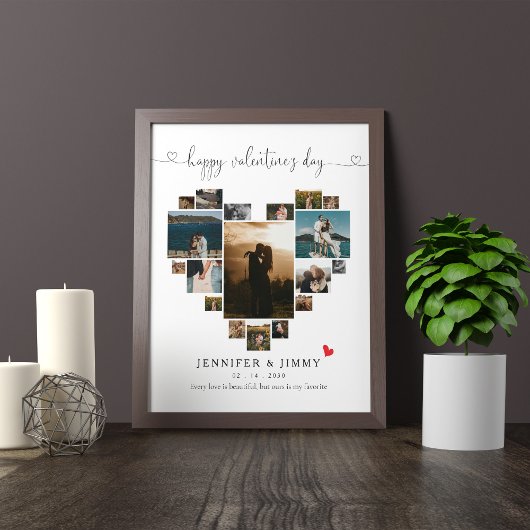 ハッピーバレンタインデーハートコラージュ ポスター