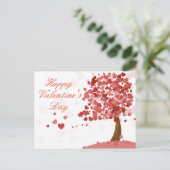 ハッピーバレンタインデーハートツリーレッド ポストカード (スタンド正面)