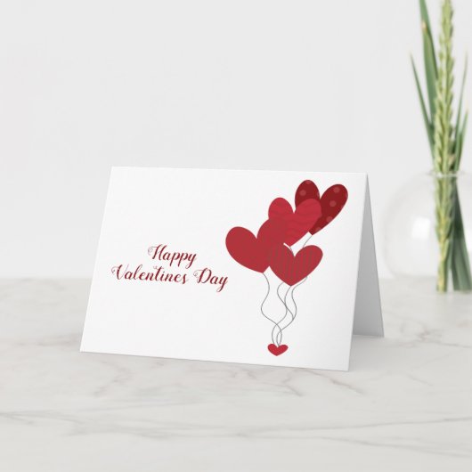 ハッピーバレンタインデーハートバルーン赤 カード (正面)