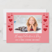 ハッピーバレンタインデーハートピンクフラットフォトカード シーズンカード (正面)
