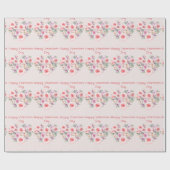 ハッピーバレンタインデーハートピンクローズ ラッピングペーパー (フラット)