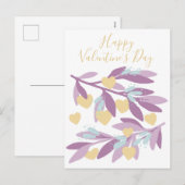 ハッピーバレンタインデーハートブランチ花ラブ シーズンポストカード (正面/裏面)