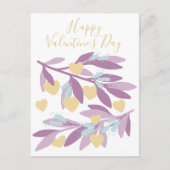 ハッピーバレンタインデーハートブランチ花ラブ シーズンポストカード (正面)