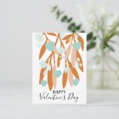 ハッピーバレンタインデーハートブランチ花ラブ ポストカード (スタンド正面)