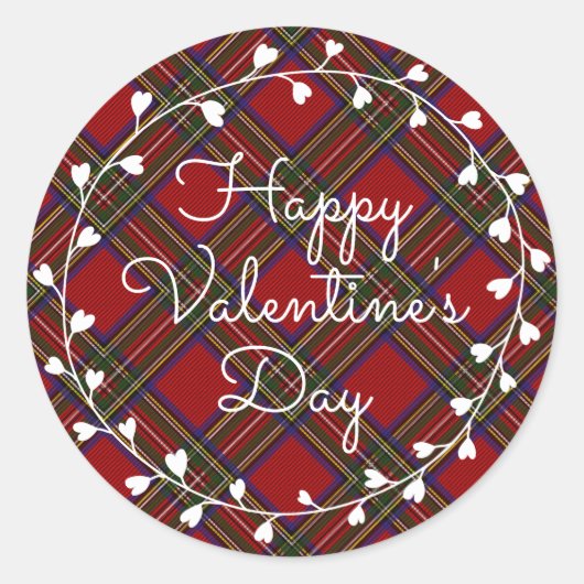 ハッピーバレンタインデーハートプレイドリース ラウンドシール (正面)