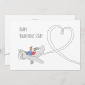 ハッピーバレンタインデーハートラブカップル飛行機 シーズンカード (正面/裏面)