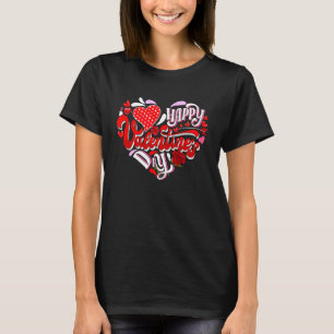 ハッピーバレンタインデーハートラブバレンタインメンズウォム Tシャツ