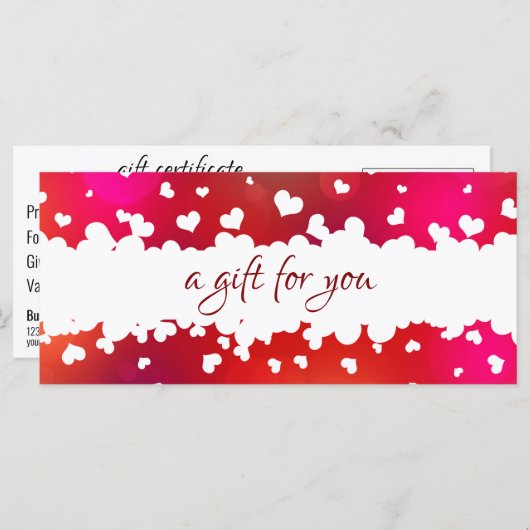 ハッピーバレンタインデーハートラブリーギフトカード (正面/裏面)