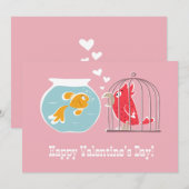 ハッピーバレンタインデーハートレッドオウム金魚 シーズンカード (正面/裏面)