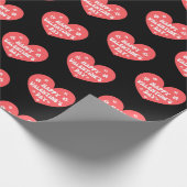 ハッピーバレンタインデーハートレッド・ホワイト・ブラック ラッピングペーパー (角)