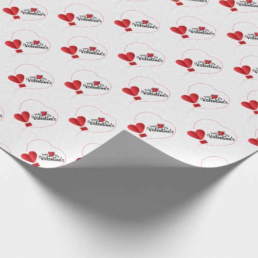 ハッピーバレンタインデーハート包装紙 ラッピングペーパー (角)