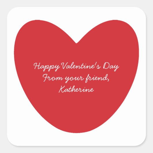 ハッピーバレンタインデーハート教室カスタム スクエアシール (正面)