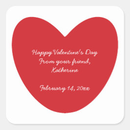ハッピーバレンタインデーハート教室カスタム スクエアシール