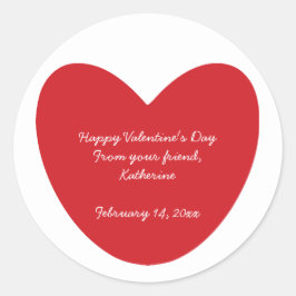ハッピーバレンタインデーハート教室カスタム ラウンドシール