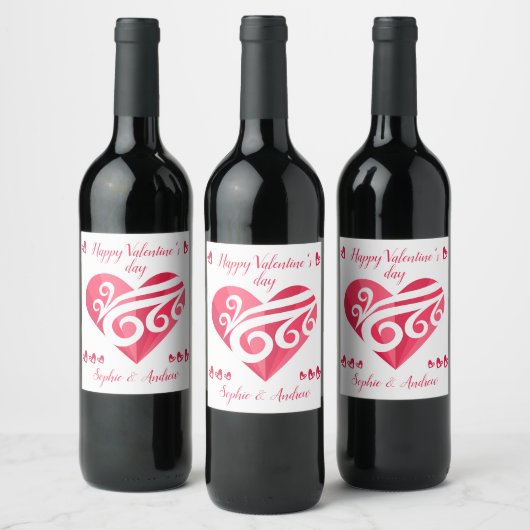 ハッピーバレンタインデーハート ワインラベル (ボトル)