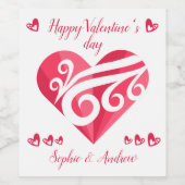 ハッピーバレンタインデーハート ワインラベル (シングルラベル)