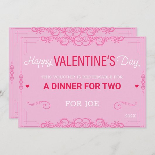 ハッピーバレンタインデーバウチャーギフトカップル シーズンカード (正面/裏面)