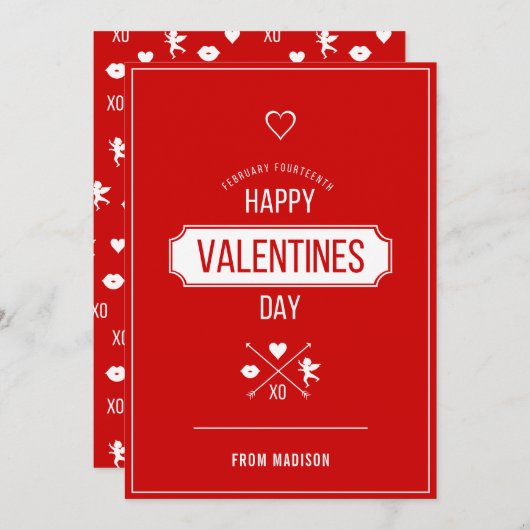 ハッピーバレンタインデーバレンタイン記号カード シーズンカード (正面/裏面)