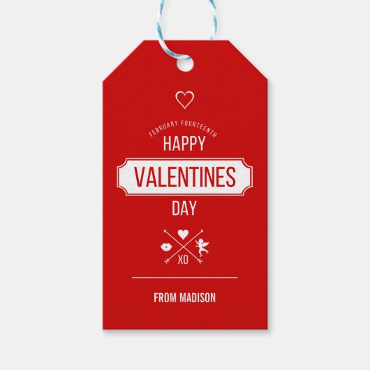 ハッピーバレンタインデーバレンタイン記号ギフトラベル ギフトタグ (正面)