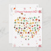 ハッピーバレンタインデーバ飛んでいるーズカラフルハート シーズンポストカード (正面/裏面)