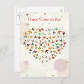 ハッピーバレンタインデーバ飛んでいるードハート シーズンポストカード (正面/裏面)