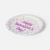 ハッピーバレンタインデーパステルレインボーハート ペーパープレート (アングル)