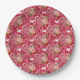 ハッピーバレンタインデーパターンデザイン ペーパープレート