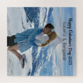 ハッピーバレンタインデーパーソナライズされたの写真と名前 ジグソーパズル (横)