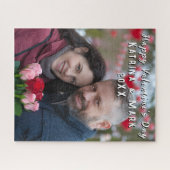 ハッピーバレンタインデーパーソナライズされたの写真と名前 ジグソーパズル (横)