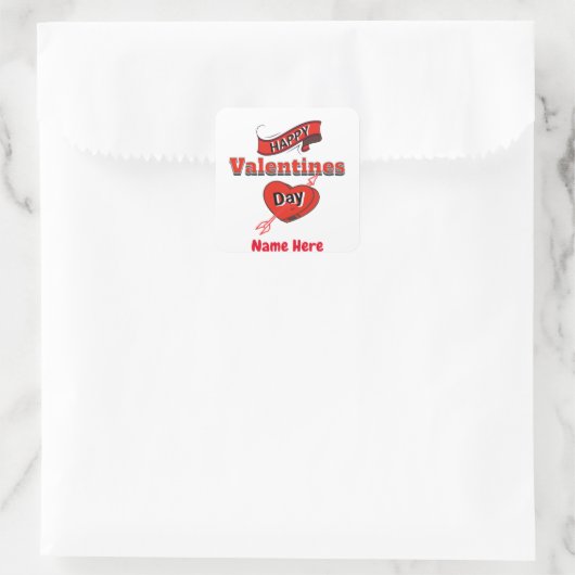 ハッピーバレンタインデーパーソナライズされたの名前ギフト スクエアシール (バッグ)