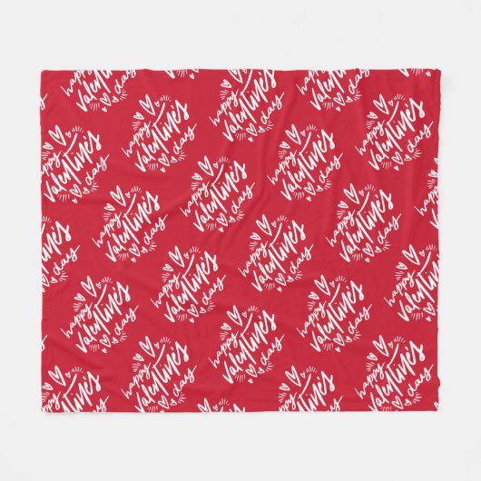 ハッピーバレンタインデーパーソナライズされた名文字 フリースブランケット (正面(横))