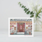 ハッピーバレンタインデーピザショップ水彩 シーズンポストカード (スタンド正面)