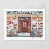 ハッピーバレンタインデーピザショップ水彩 シーズンポストカード (正面)