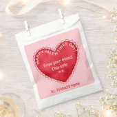 ハッピーバレンタインデーピンクと赤のお気に入りバッグ フェイバーバッグ (クリップ留めされた状態)