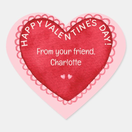 ハッピーバレンタインデーピンクと赤の教室 ハートシール (正面)