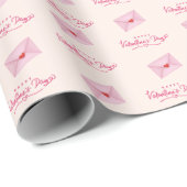 ハッピーバレンタインデーピンクのラブレター ラッピングペーパー (ロールコーナー)