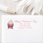 ハッピーバレンタインデーピンクカップケーキスプリンクル ラベル (インサイチュ)