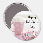 ハッピーバレンタインデーピンクギフトマグネット マグネット (正面/裏面)
