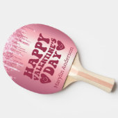 ハッピーバレンタインデーピンクグリッタードリップカスタム 卓球ラケット (横)