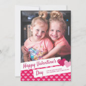 ハッピーバレンタインデーピンクハートカスタム写真 シーズンカード (正面)
