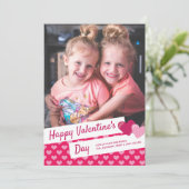 ハッピーバレンタインデーピンクハートカスタム写真 シーズンカード (スタンド正面)