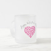 ハッピーバレンタインデーピンクハートマグ フロストグラスマグカップ (正面左)